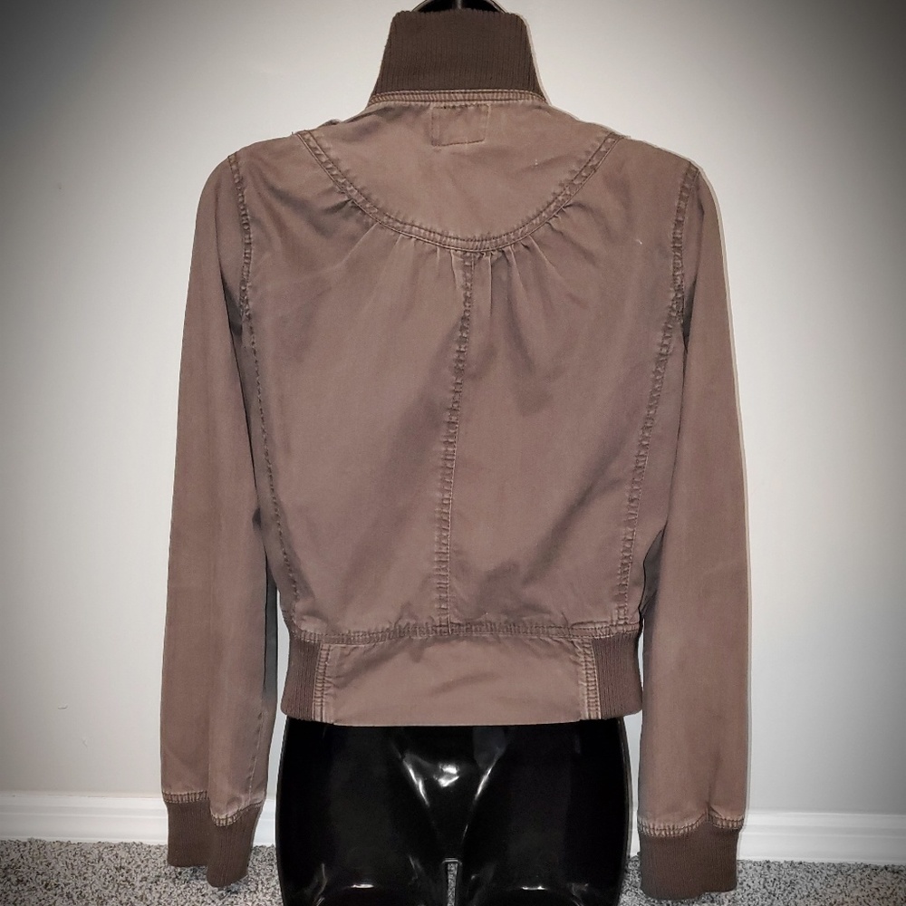 Light Weight Full Zip Brown Washed Jacket - Picture 4 of 6